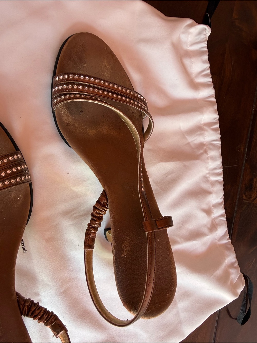 Onex Brown Beaded Slingback Sandals